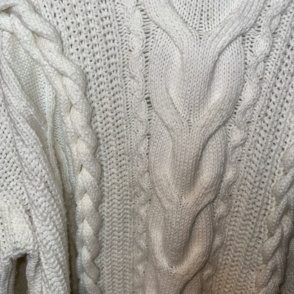 H&M Cream Cable Knit Oversized Sweater Chunky Braided Fisherman Pullover XXL - Picture 7 of 10
